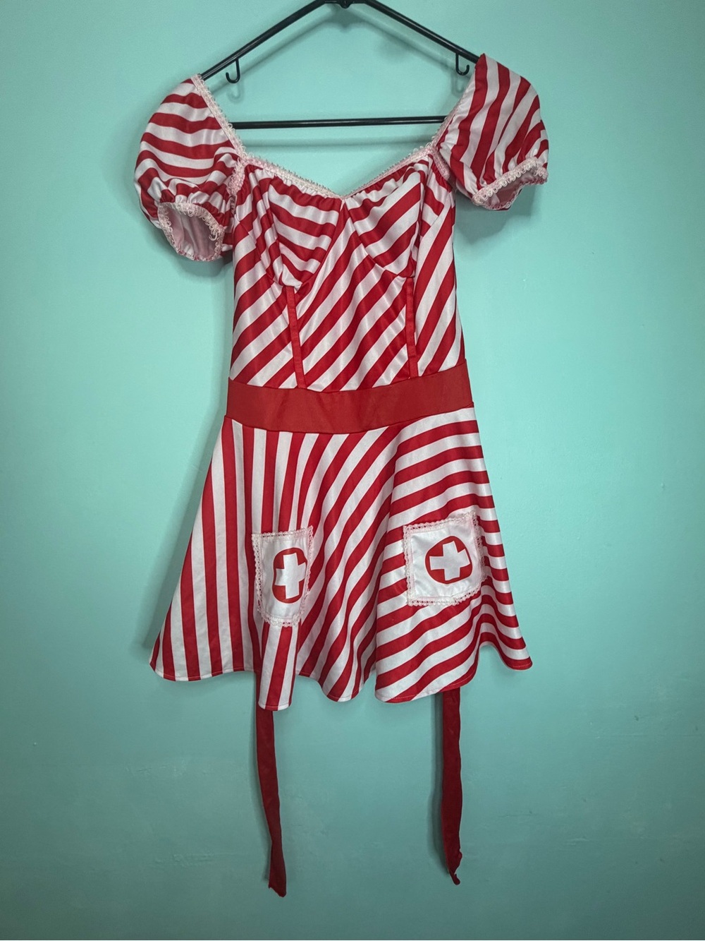 Leg Avenue Red and White Striped Nurse Mini Dress